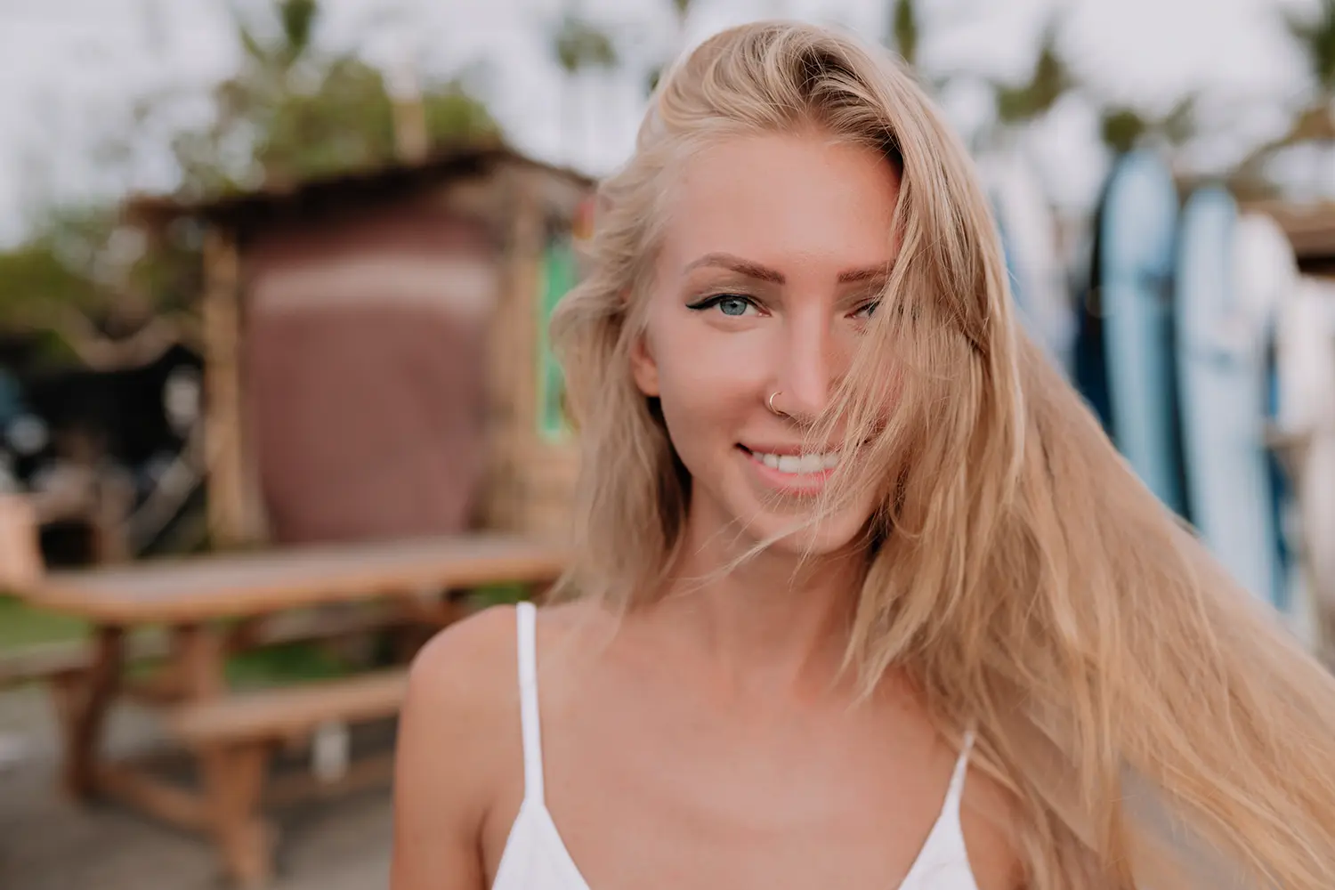 Scandi Hairline blonde technique for soft face framing at Melenas hair salon